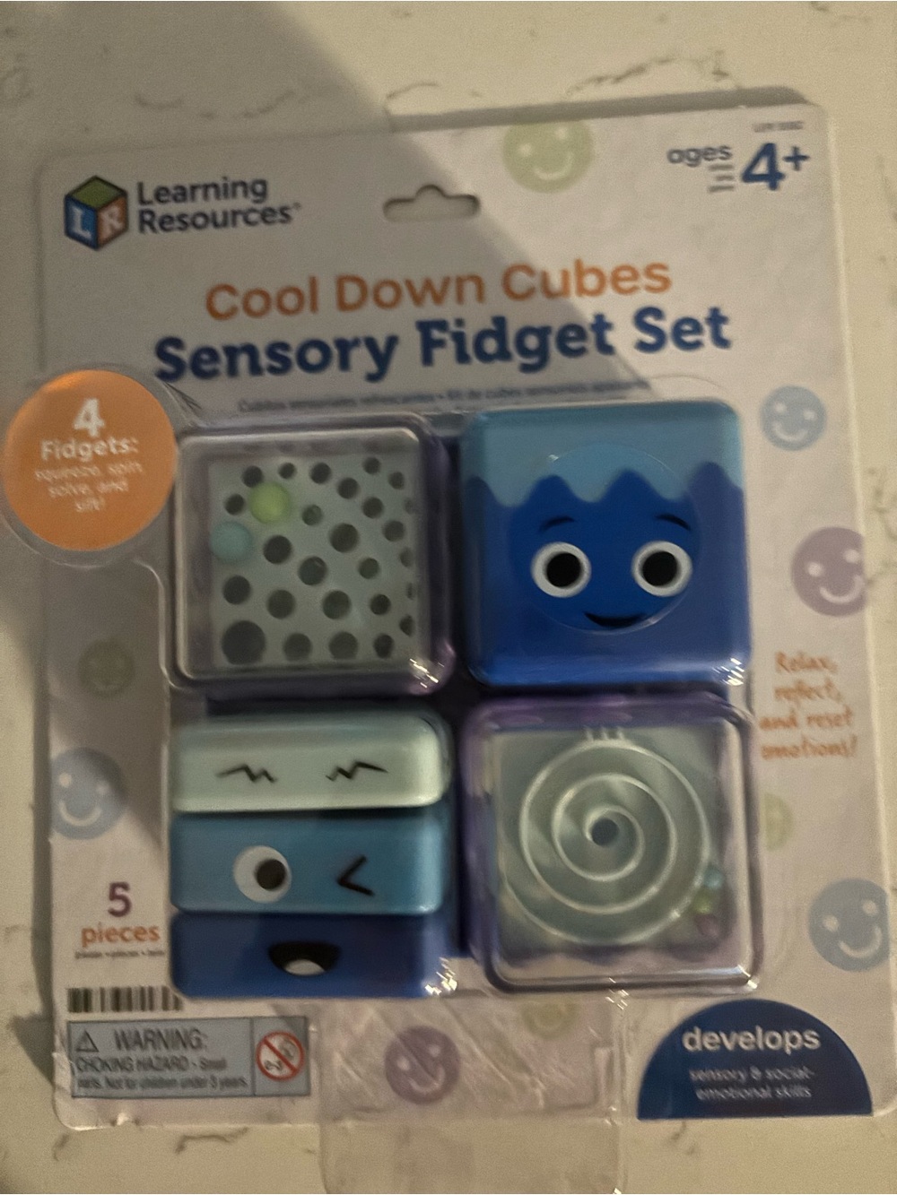 Learning Resources Cool Down Cubes Sensory Fidget Set - Blue